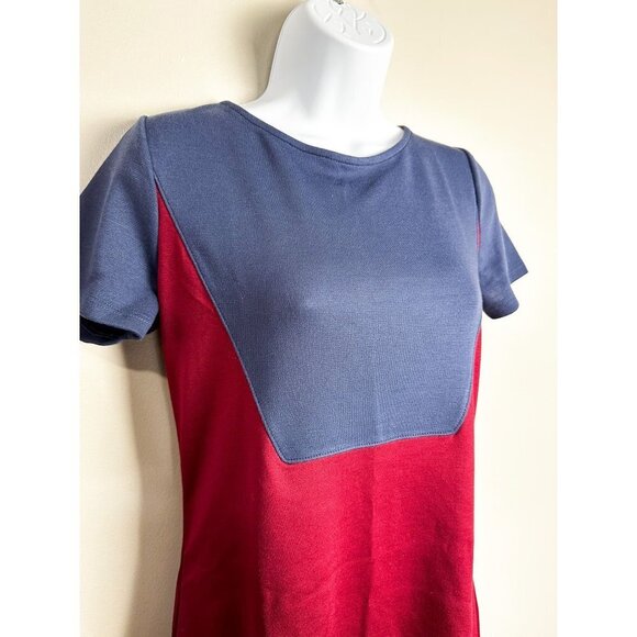 Made by Johnny Color Block Shift Dress Womens Business Casual Red Blue Small - Picture 2 of 6